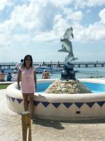 Eileen at dolphin feeding in Cozumel